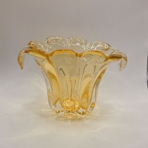 Yellow  Hand Blown Vase 70's. Teleflora